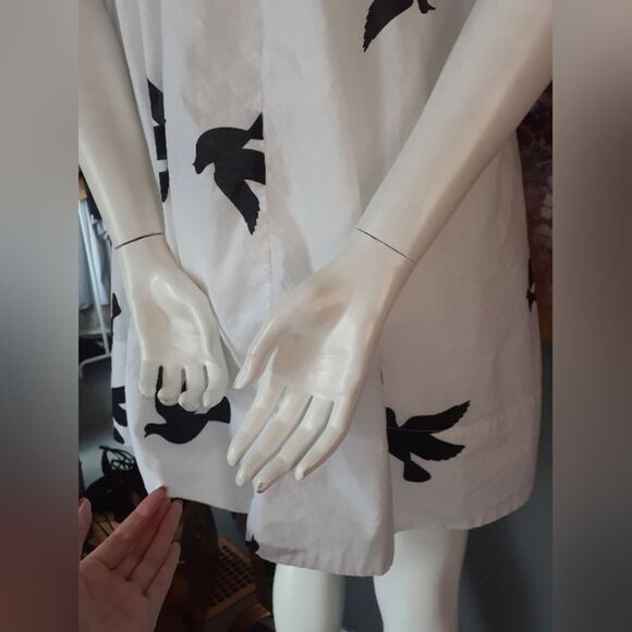 100% Cotton White and Black Dove Dress - Picture 5 of 15